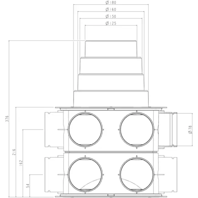 Caisson de distribution d'air Ubbink DBOX 208V180VE - 16 connexions