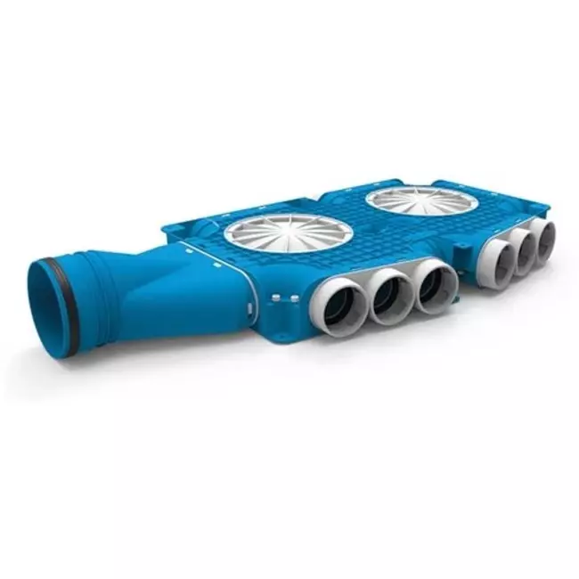 Diffuseur combiné Vent-Axia Uniflexplus 9x Ø69mm avec embout vertical Ø125mm