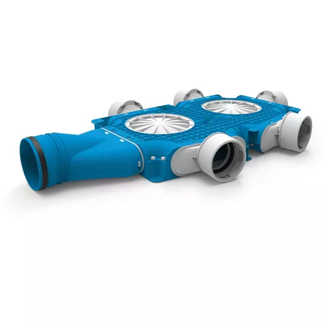 Diffuseur combiné Vent-Axia Uniflexplus 5x Ø90mm avec embout horizontal Ø125mm