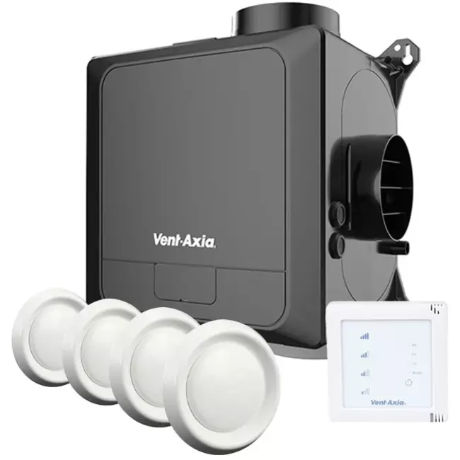 Vent-Axia Multihome AEP advance Package 368 m³/h Bluetooth + capteur d'humidité + batterie de contrôle RFT + 4 vannes - euro plug