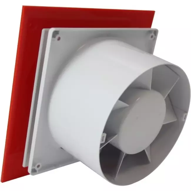 Air Roxy vmc salle de bain avec diamètre de raccordement 125 mm - front en plastique rouge