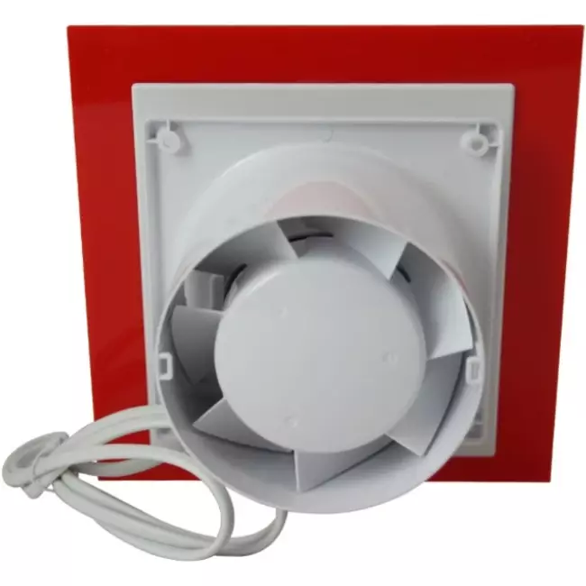 Air Roxy vmc salle de bain avec diamètre de raccordement 100 mm avec cordon de tirage et fiche - front en plastique rouge