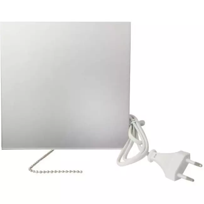 Vmc salle de bain Ø 125 mm avec cordon de tirage et fiche - front en verre satin argenté