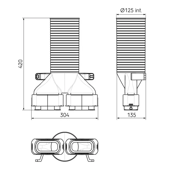 Adaptateur de valve Ubbink Air Excellent 35SC 125 2x180°