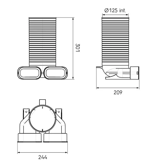 Ubbink Air Excellent 35SC adaptateur de vanne 125 2x90°.