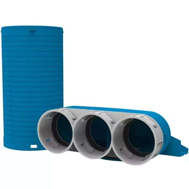 Collecteur de valve de ventilation Vent-Axia Uniflexplus 3x Ø69 mm avec couvercle de mortier Ø125 mm