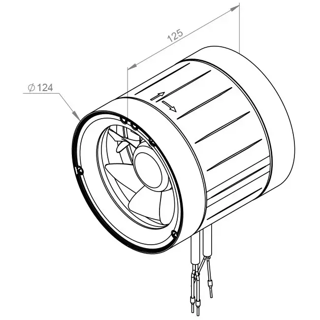 Ventilateur de gaine 125mm flux mixte ETAMASTER - EM 125 EC 02