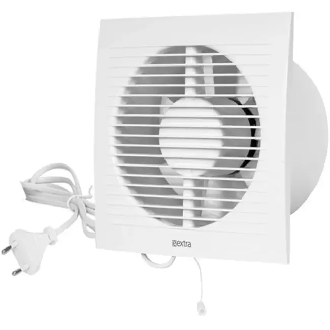 Vmc salle de bain  Ø 150 mm Blanc avec fiche et cordon de tirage - EE150WP