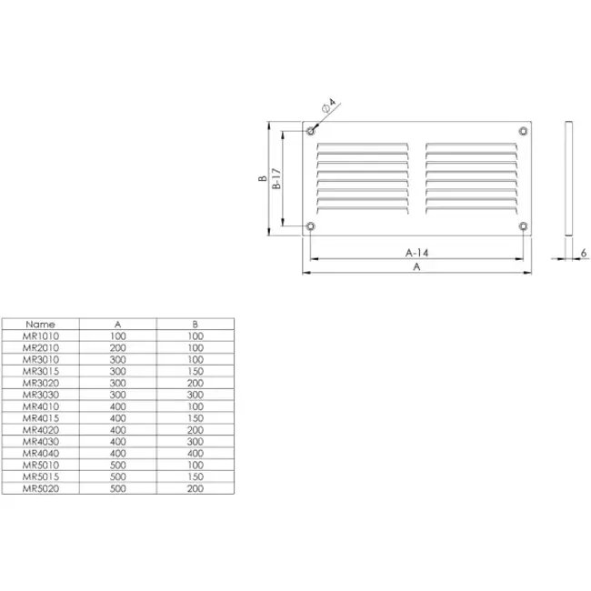 Grille métal 300 x 150 mm blanc - MR3015
