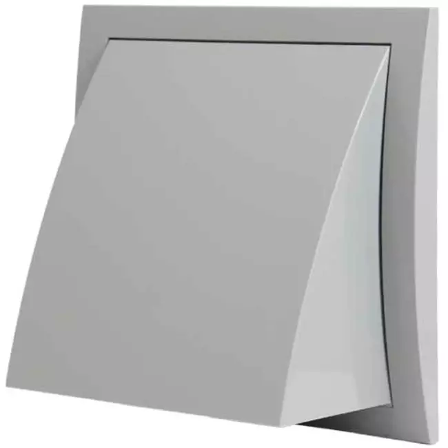 Grille de façade avec clapet anti-retour 190x190 mm diamètre 125 mm gris - ND12FVP