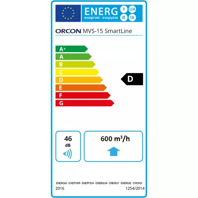 Orcon MVS-15RH 550 m³/h + capteur d'humidité - fiche de sécurité