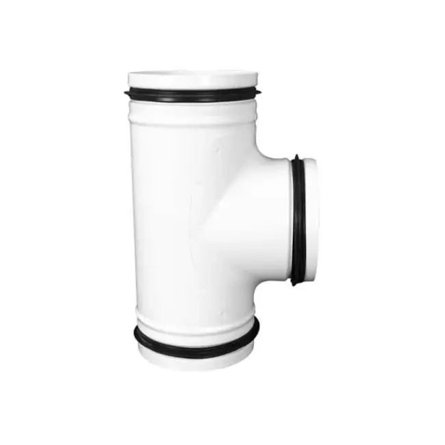 Té à 90 degrés blanc diamètre 125 mm métal - RAL 9010