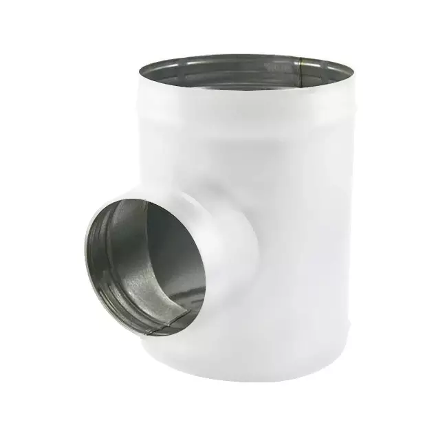 Té de Ø 160 mm - Ø 125 mm pour conduit rigide galvanisé (90°) - sur mesure RAL9010