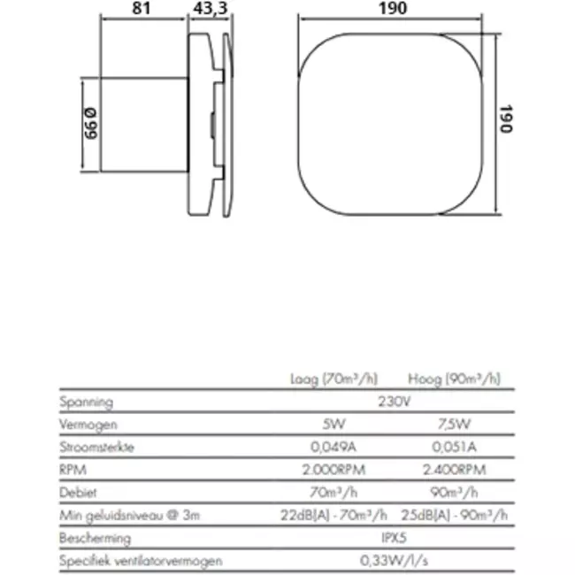 Ventilateur de salle de bains avec minuterie Supra Design Ø 100 mm - 100 T