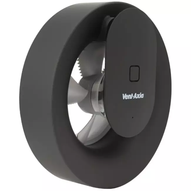 Ventilateur de salle de bains Svara avec minuterie, capteur d'humidité et de lumière, 100-125 mm (contrôlé par application) NOIR