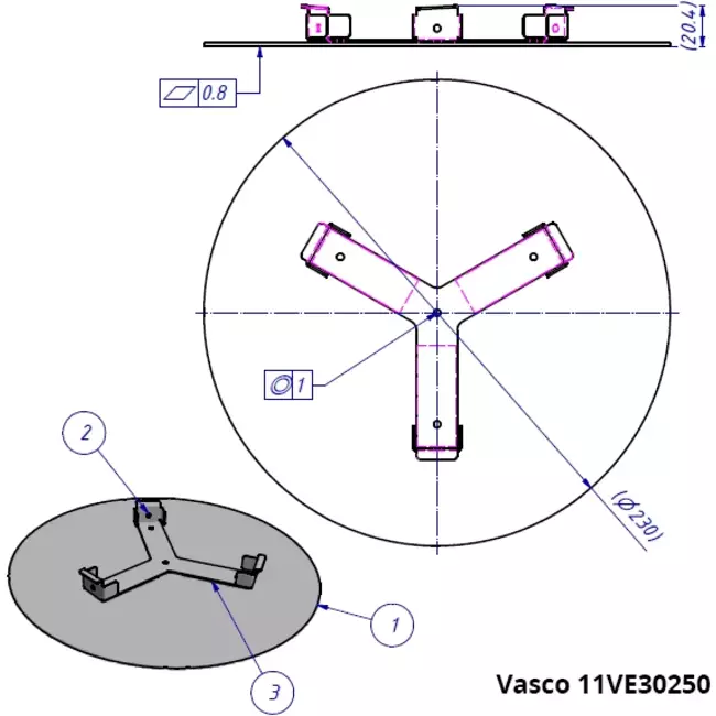 Valve de plafond ou murale Vasco design deluxe ronde (smiley  inclus)