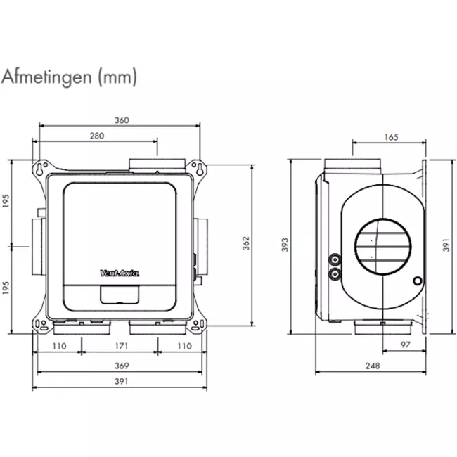 Vent-Axia Multihome AEP advance Package 368 m³/h Bluetooth + capteur d'humidité + batterie de contrôle RFT + 4 vannes - euro plug