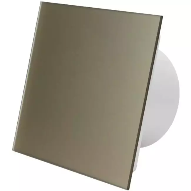 Vmc salle de bain Ø 125 mm avec minuterie et capteur d'humidité - front en verre satin doré
