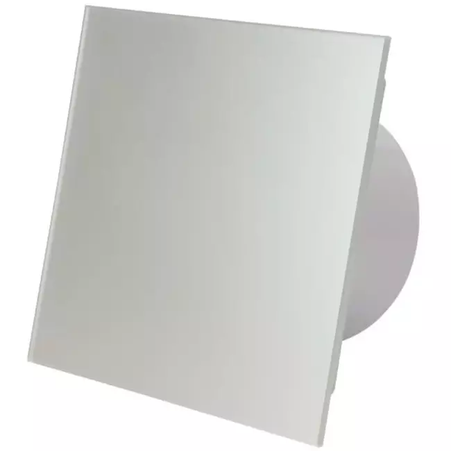 Vmc salle de bain Ø 125 mm avec cordon de tirage et fiche - front en verre satin argenté