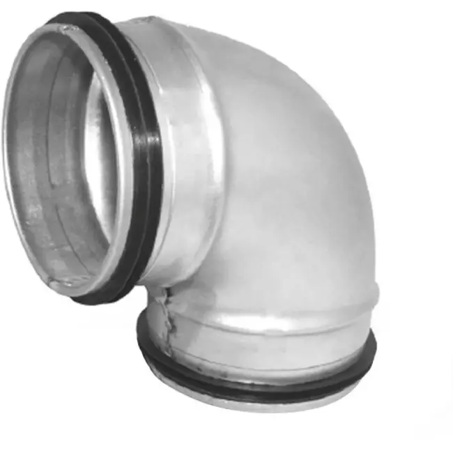 Coude spiralé court rond 90° Ø 150 mm pour conduit rigide galvanisé