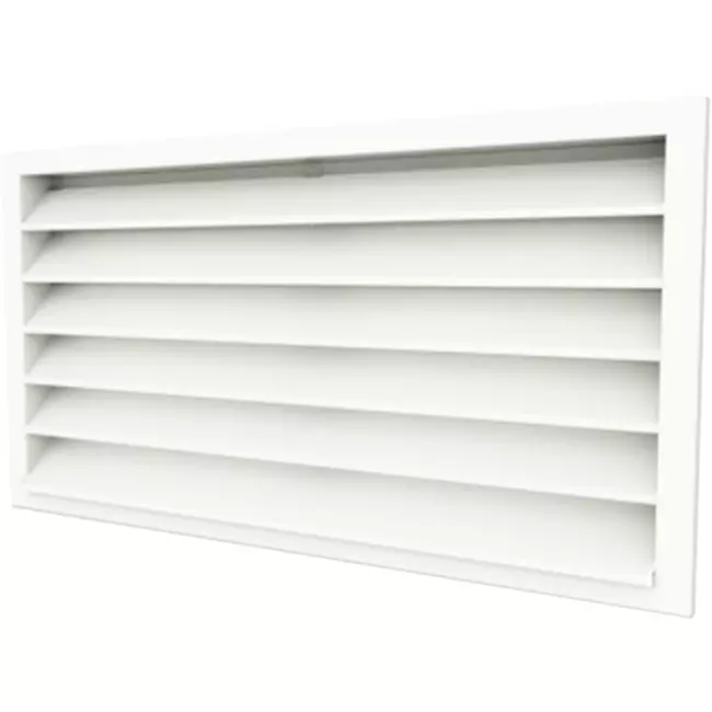 Grille murale extérieure 700x500 aluminium avec ailettes fixes - couleur mixte RAL 9010