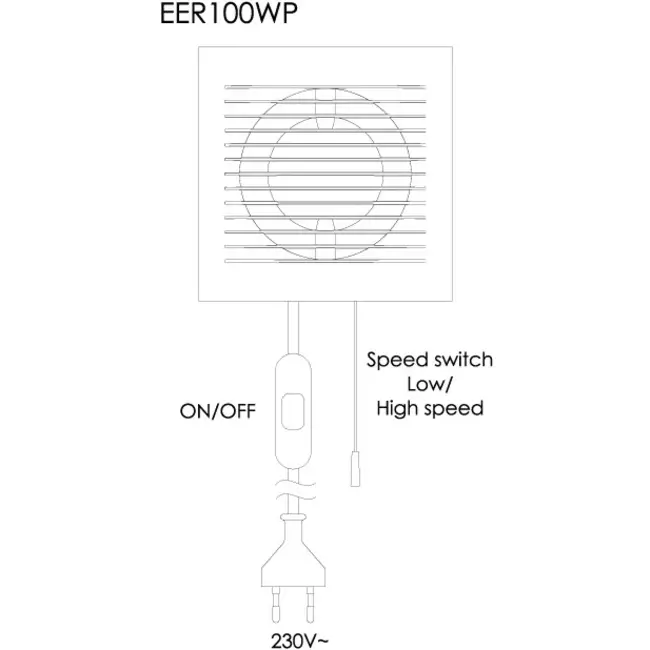 Europlast aérateur double flux 100 mm avec cordon de tirage et fiche