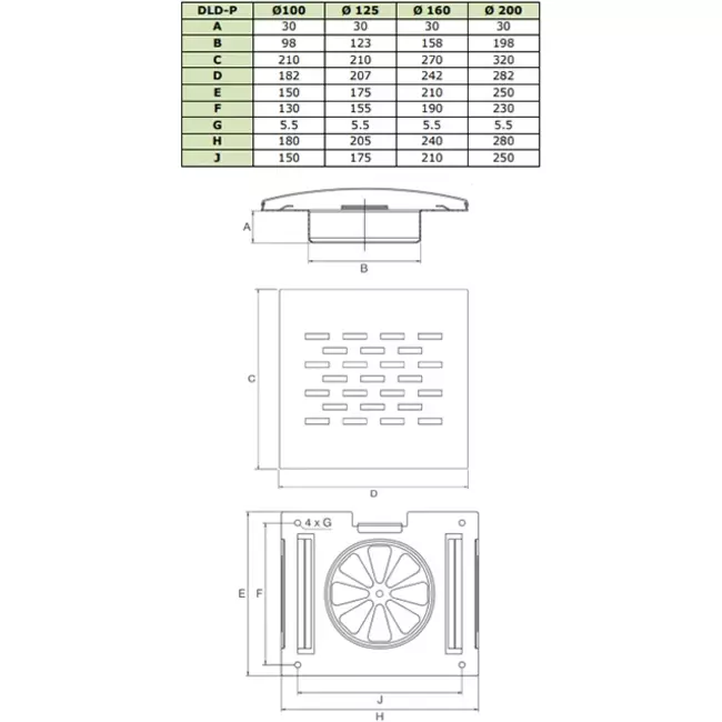 Bouche d'alimentation et d'extraction de luxe avec filtre Ø 100 mm - Alpha DLD-P100