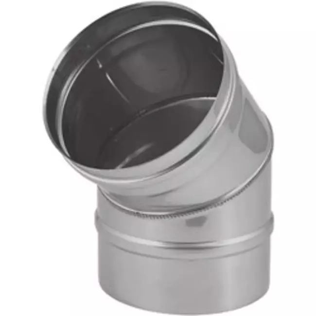 Raccord coudé 45° paroi simple inox conduite de poêle - Ø 500 mm