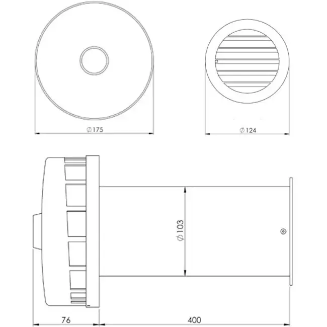 Gaine murale exérieure isolée pour aération naturelle Ø100 mm SPK2-100