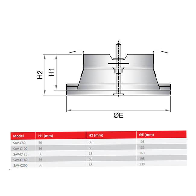 Soupape d'échappement de ventilation 80mm avec ressorts métalliques - SAV-C80 RAL9010