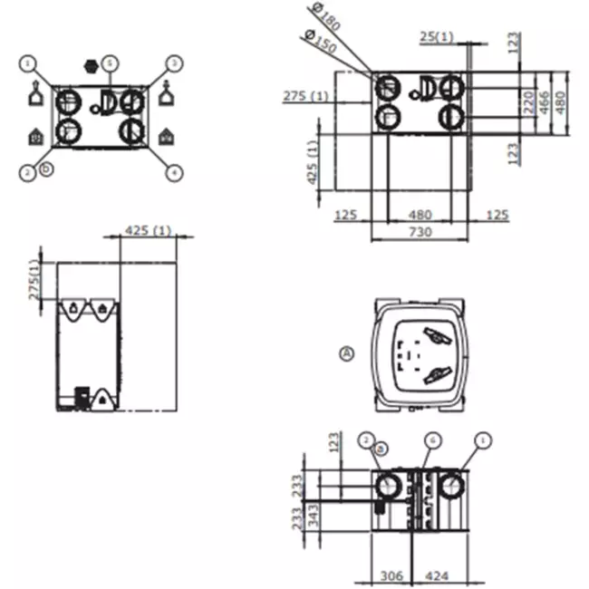 Récupérateur de chaleur HRU 350 ECO unit LR RFT Low-rise 350m3/h de Itho Daalderop - fiche européenne