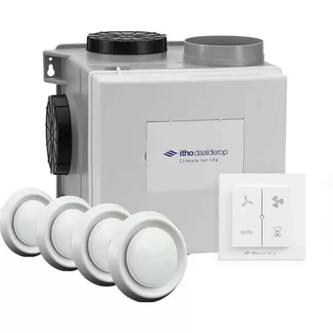 Itho Daalderop CVE-S ECO Package SE 325 m³/h + sonde d'humidité + RFT-N Auto control + 4 valves - euro plug