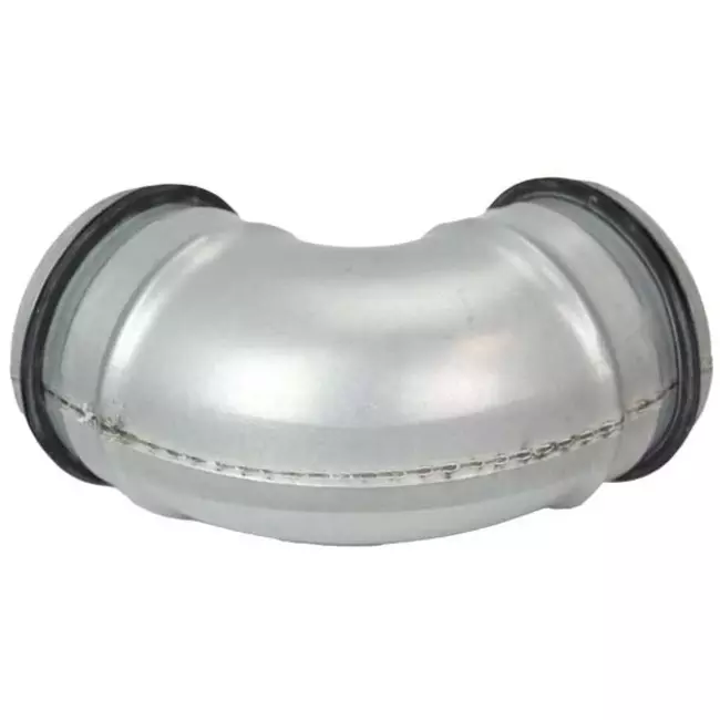 Coude spiralé court rond 45° Ø 80 mm pour conduit rigide galvanisé