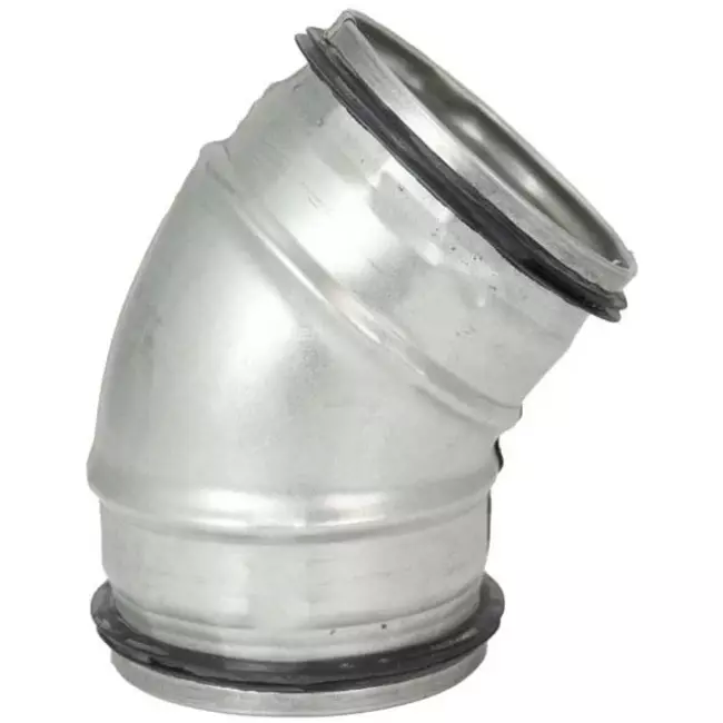 Coude spiralé court rond 45° Ø 80 mm pour conduit rigide galvanisé