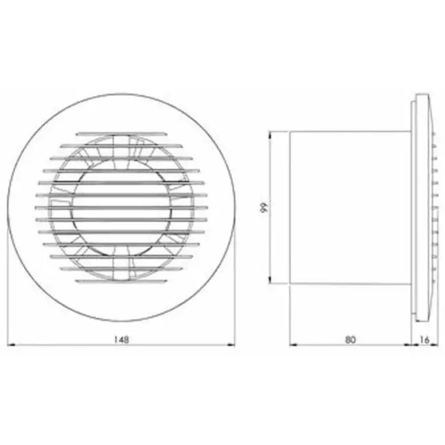 VMC salle de bain rond Ø 100 mm anthracite - base EA100A