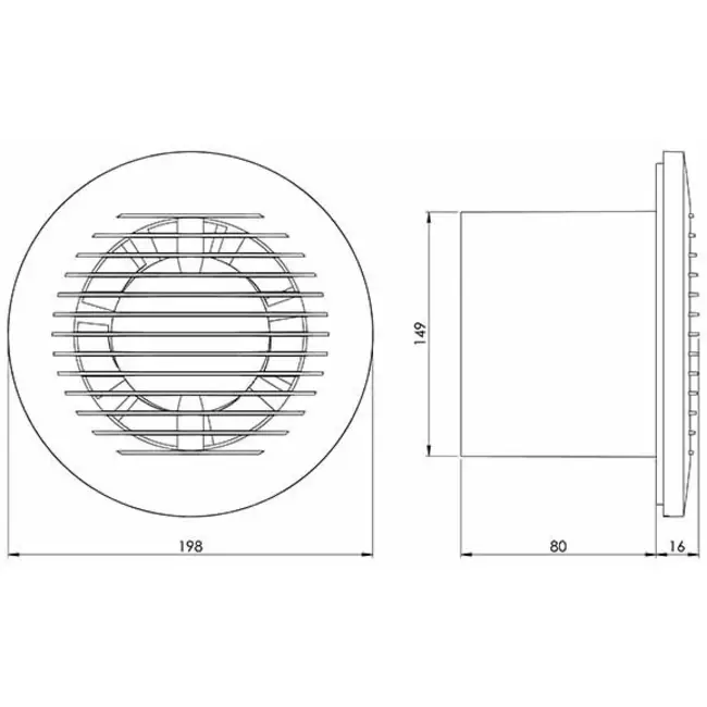 VMC salle de bain rond Ø 150 mm Blanc - base EA150