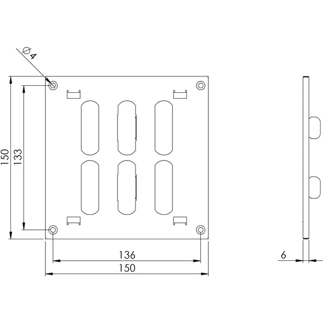 Grille métal réglable 150 x 150 mm noir - MR1515RM - RAL9005