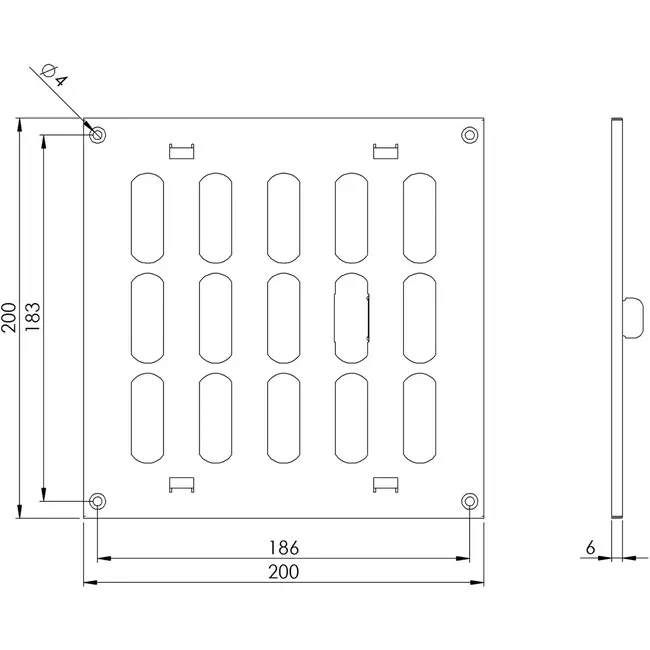 Grille métal réglable 200 x 200 mm galvanisée - MR2020RZn