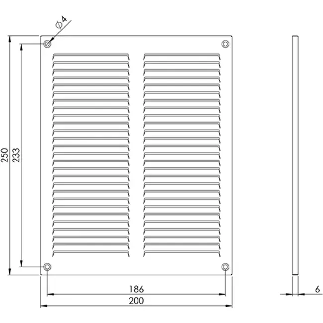 Grille métal 200 x 250 mm zinc - MR2025Zn