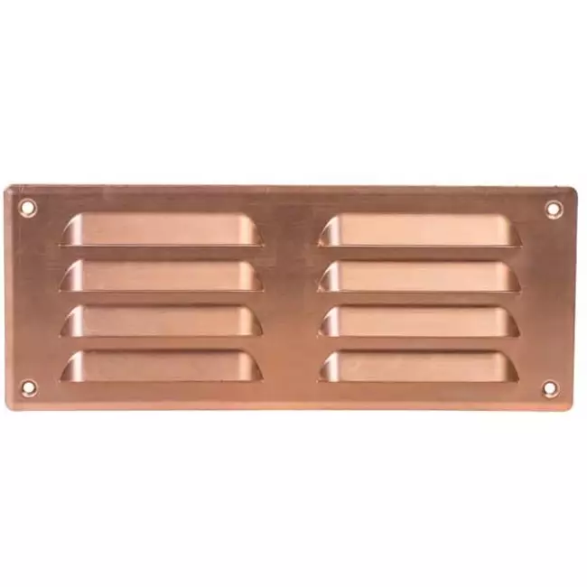 Grille de ventilation métallique carrée 260x105 mm cuivre - MR26105Cu