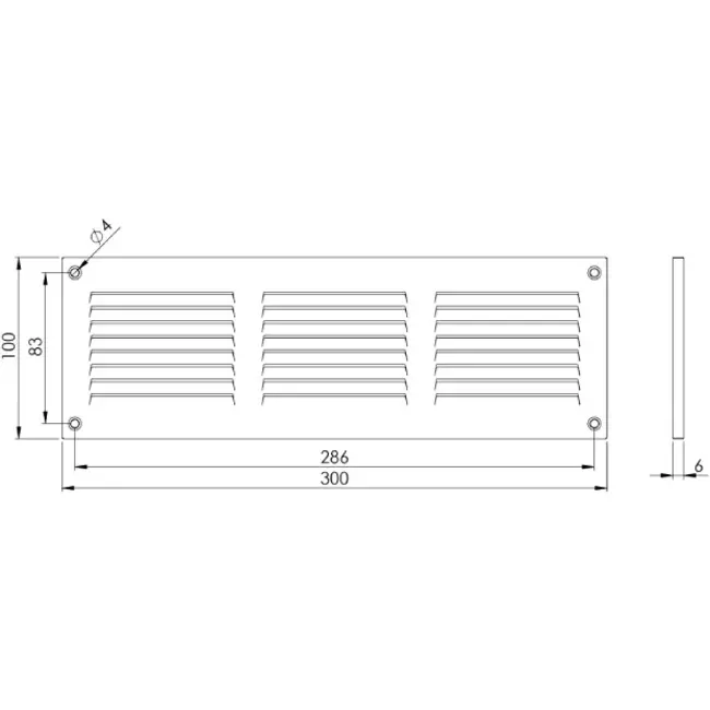 Grille métal 300 x 100 mm gris - MR3010P