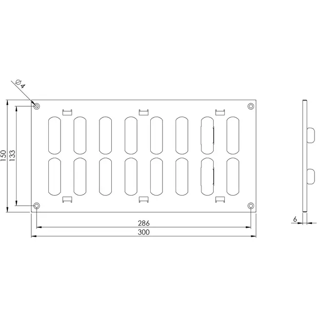 Grille métal réglable 300 x 150 mm blanc - MR3015R - RAL9016