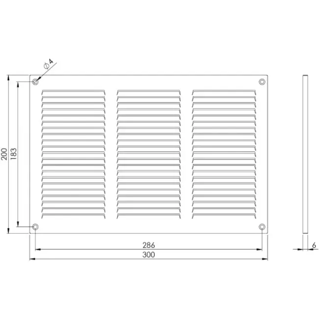 Grille métal 300 x 200 mm noir - MR3020M - RAL9005