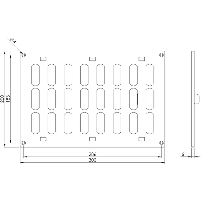 Grille métal réglable 300 x 200 mm blanc - MR3020R - RAL9016