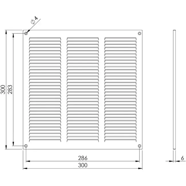 Grille métal 300 x 300 mm blanc - MR3030