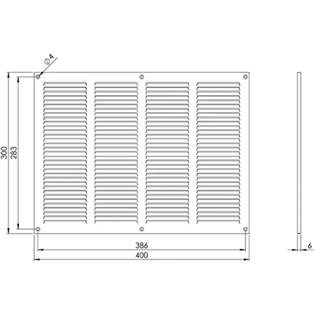 Grille métal 400 x 300 mm noir - MR4030M - RAL9005