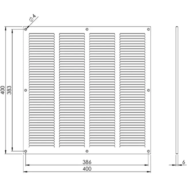 Grille métal 400 x 400 mm blanc - MR4040