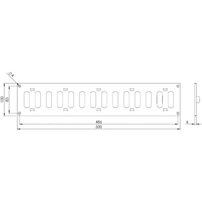 Grille métal réglable 500 x 100 mm noir - MR5010RM - RAL9005