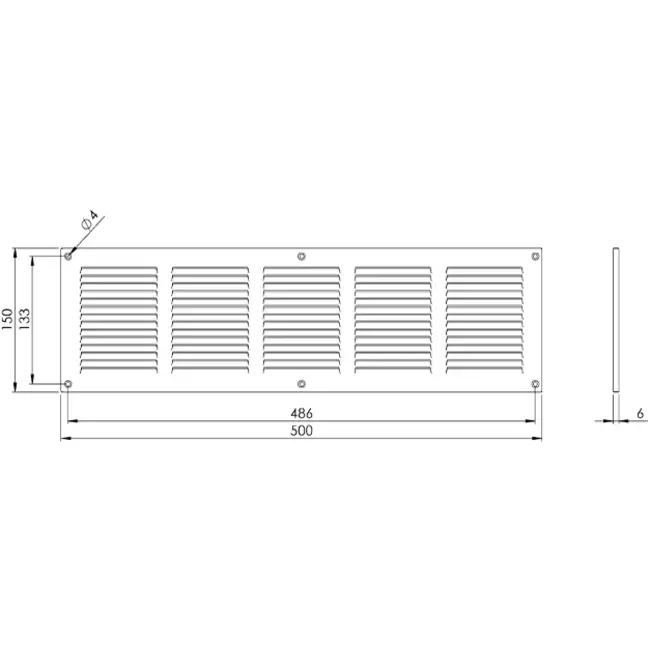 Grille métal 500 x 150 mm blanc - MR5015