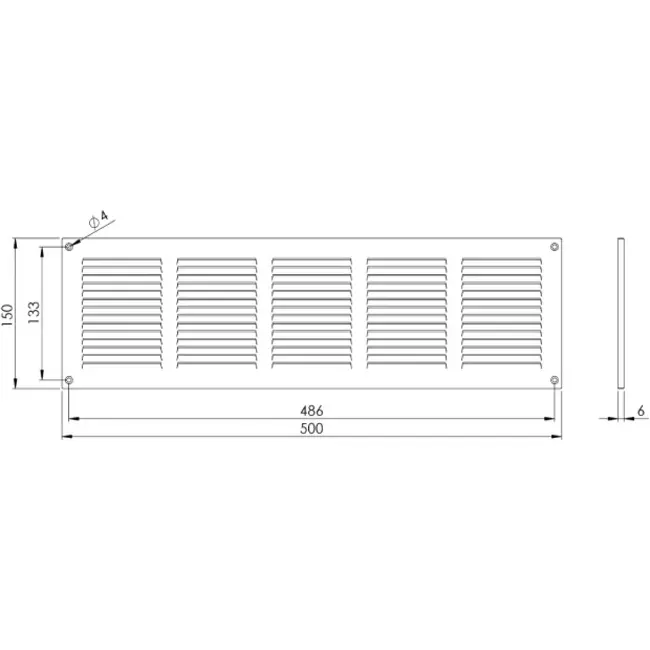 Grille métal 500 x 150 mm blanc - MR5015